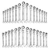 VEVOR Flex-Head Ratcheting Wrench Set, 30-Piece SAE and Metric, 72 Teeth, Cr-V Steel Ratchet Flexible Combination Wrench Set with Roll Up Pouch, for General Household and Automotive Repairs, Silver