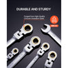 VEVOR Flex-Head Ratcheting Wrench Set, 8-piece Combination Wrench Set with Roll-up Pouch, Cr-V Steel Flexible Ratcheting Wrench Set SAE 5/16" to 3/4", Ideal for General Household, Workshop, Garage