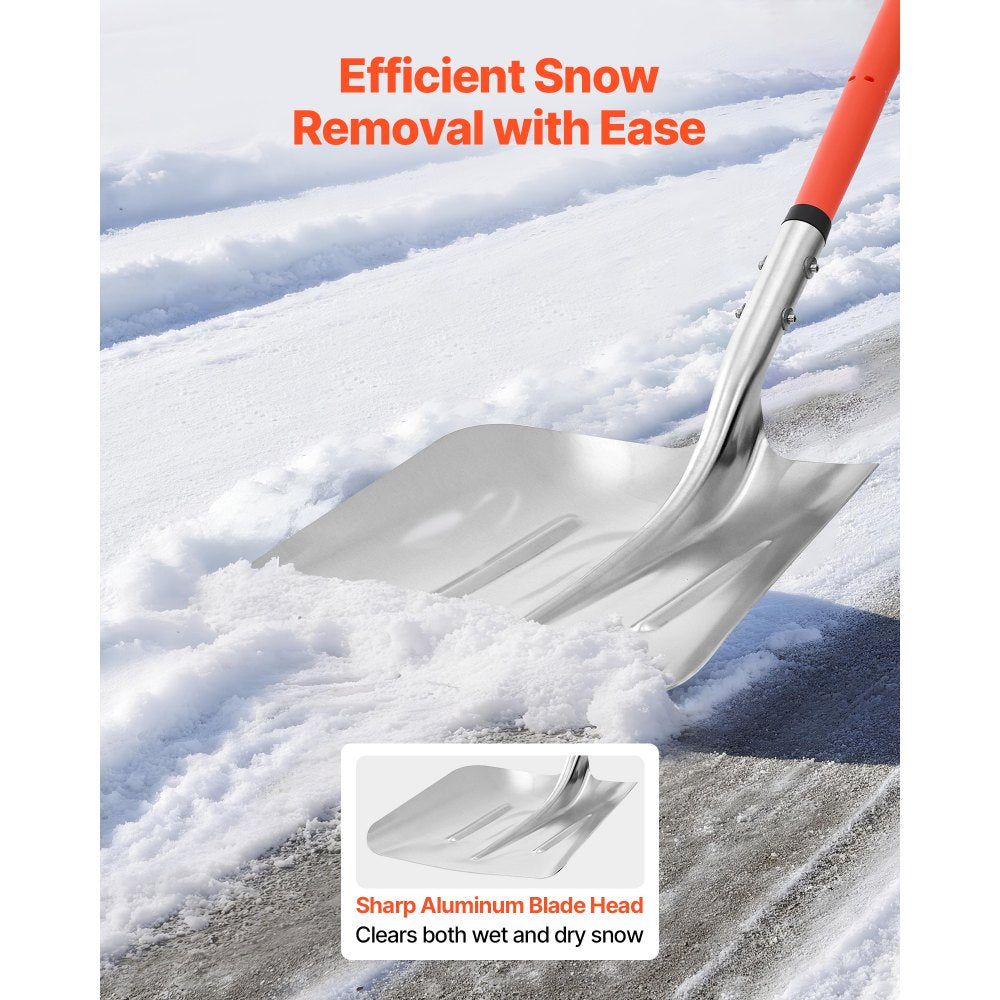 VEVOR Snow Shovel for Driveway, 14 in Wide Aluminum Alloy Snow Shovel with D-shaped Handles, Large Capacity Snowplow Shovels, Lightweight Snows Removal Tool for Garden Car Camping