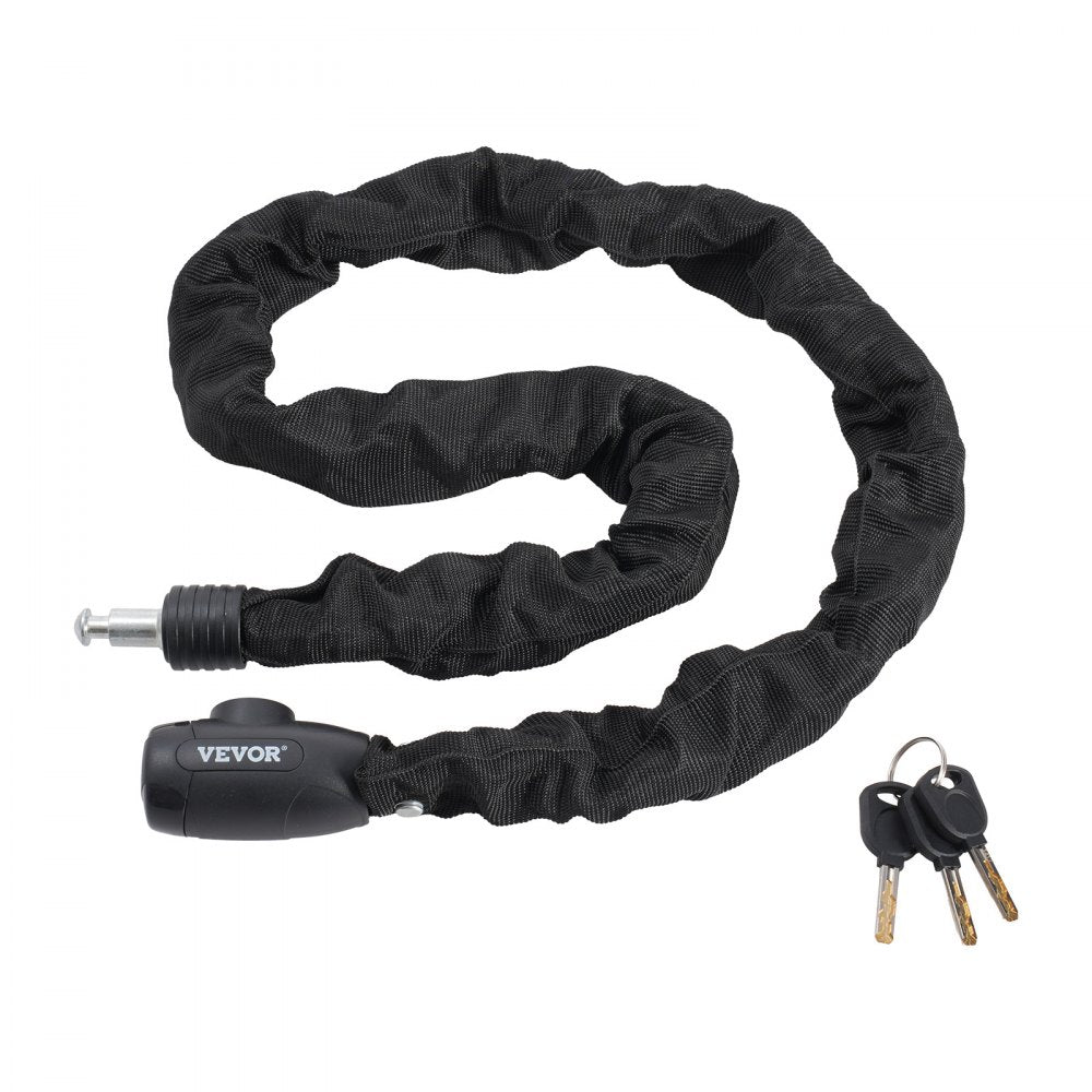 VEVOR Bike Chain Lock, 3.94 Ft Combination Bicycle Chain Lock with 4 Keys, Heavy Duty Anti-Theft High Security Bike Locks, Perfect for Bike, Motorcycle, Scooter, Bicycle, Door, Fence or Gate, 8mm