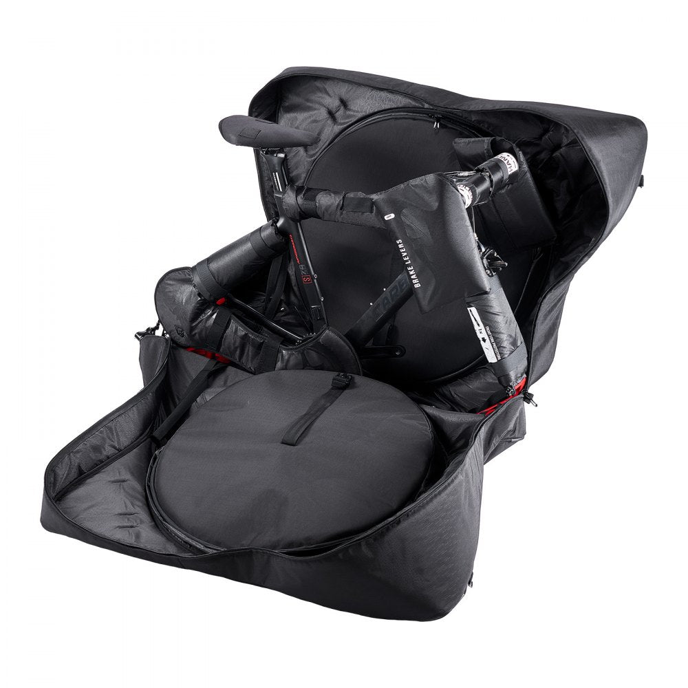 VEVOR Bike Travel Bag, Road Bike Bag Road Bicycle Storage Carry with TSA Lock & Dual Zipper, Black Bicycle Case Wheelbase 37-42 in for Air Travel, Outdoor Use, Airplane, Car, Train, Subway Transport