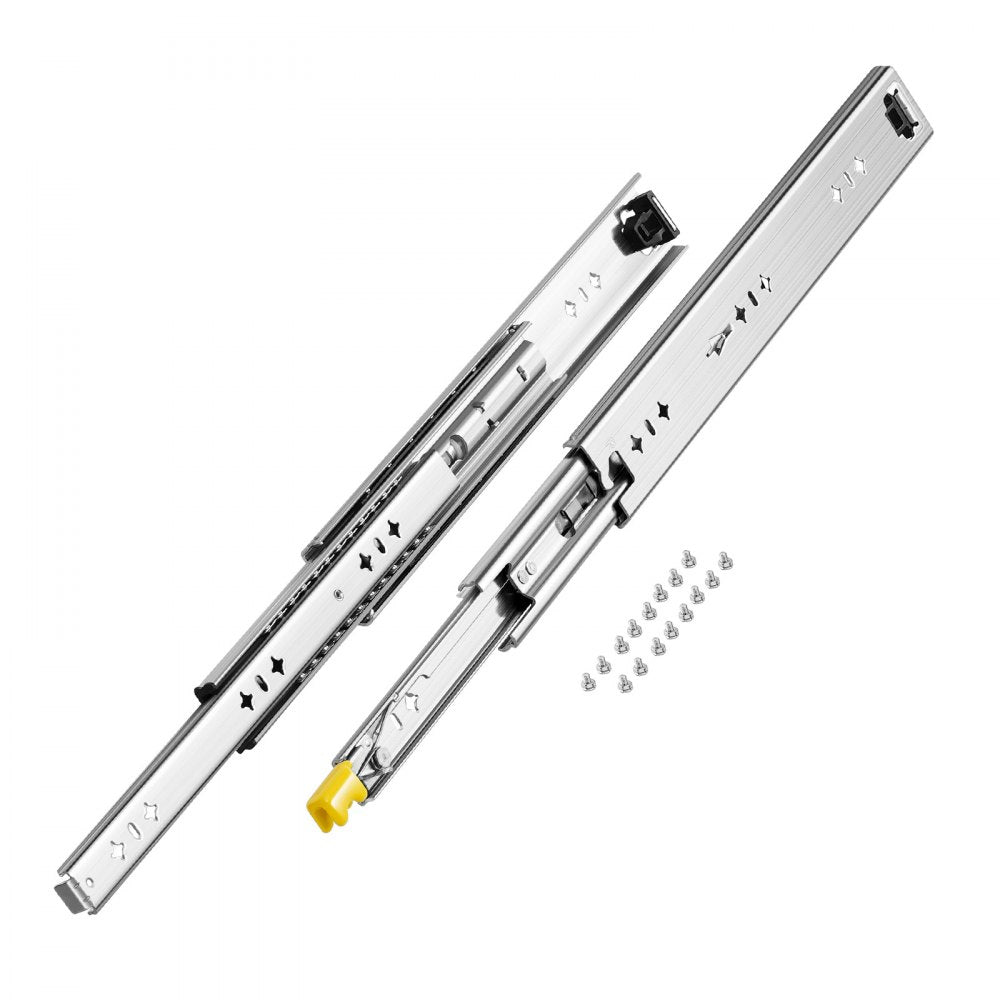 VEVOR Heavy Duty Drawer Slides 16inch, 1 Pair Locking Drawer Slides 250lbs Load Capacity, Side Mount Ball Bearing, 3-Fold Full Extension
