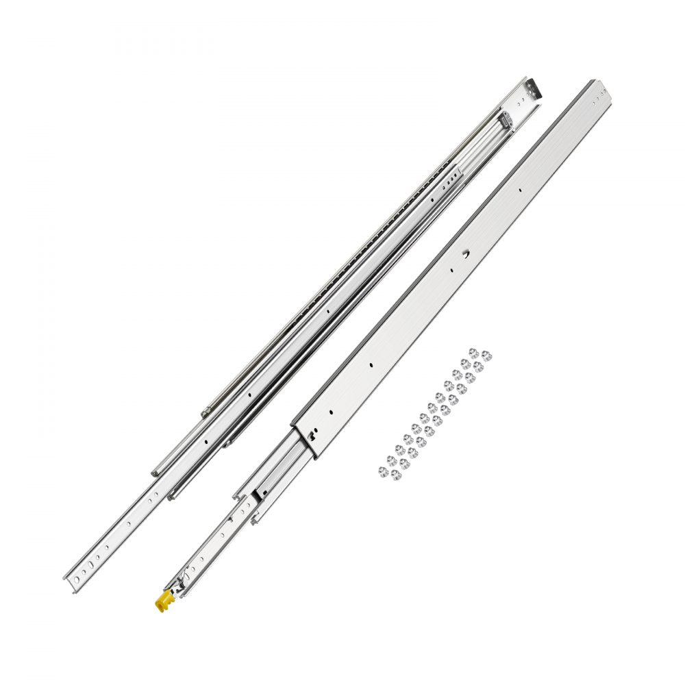 KFFKFF Set of Two Drawer Rails, Sizes Varying from 16 to 60 inches, 500 lbs Weight Tolerance, Lockable Ball Bearing Side Mounted Drawer Slide Rail