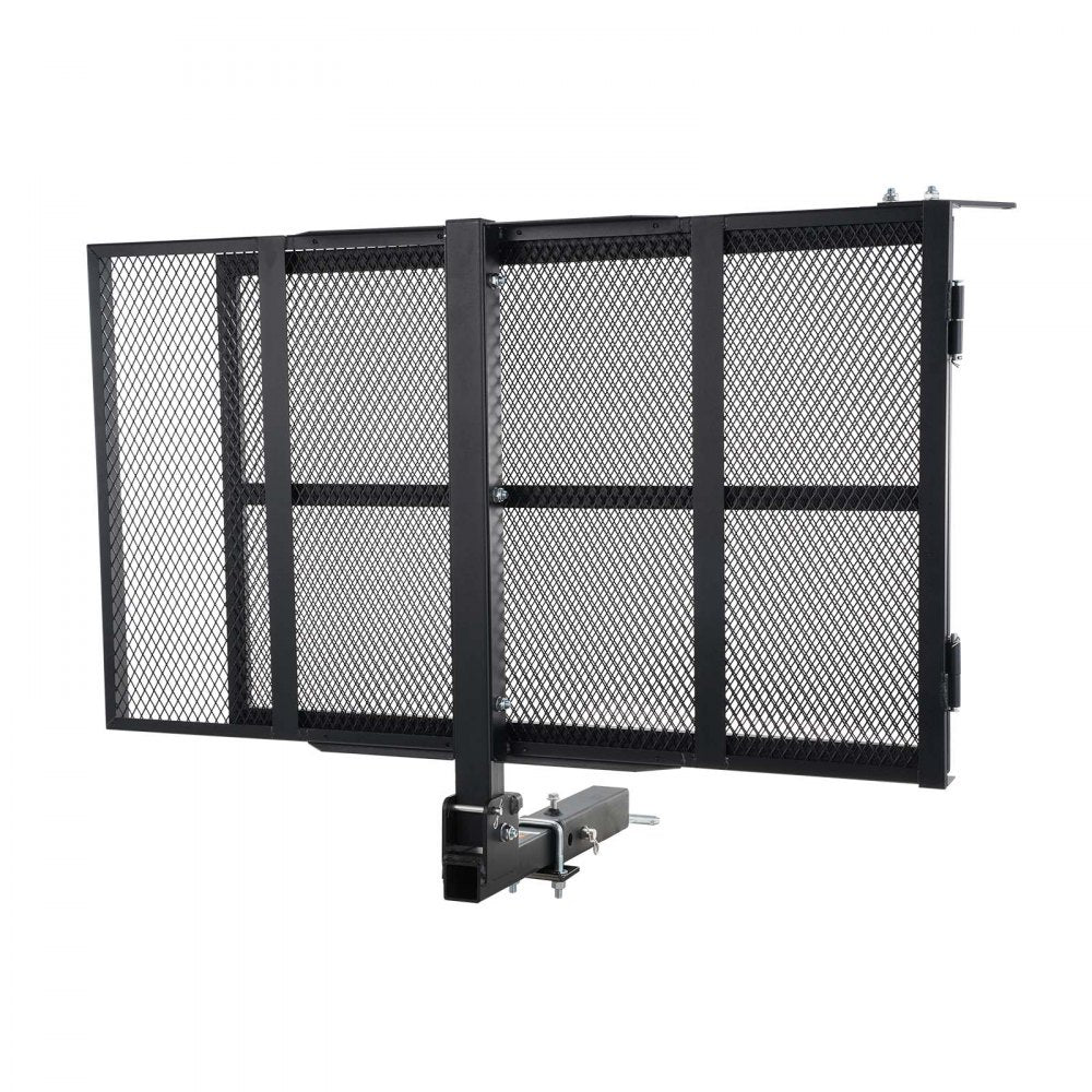VEVOR Hitch Mount Cargo Carrier, 45.3" x 25.6" Iron Hitch Cargo Rack with Folding Ramp, Hitch Rack Basket with Stabilizer and Straps, 500LBS Mobility Scooter Carrier Fit 2" Hitch Receiver