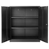 VEVOR Metal Storage Cabinet 41.7 in Lockable Steel Garage Cabinet Black, for Pantry, Warehouse, Basement, Laundry, Office, 3 Tiers Tool Storage with 2 Adjustable Shelves, 2 Magnetic Doors & 2 Keys