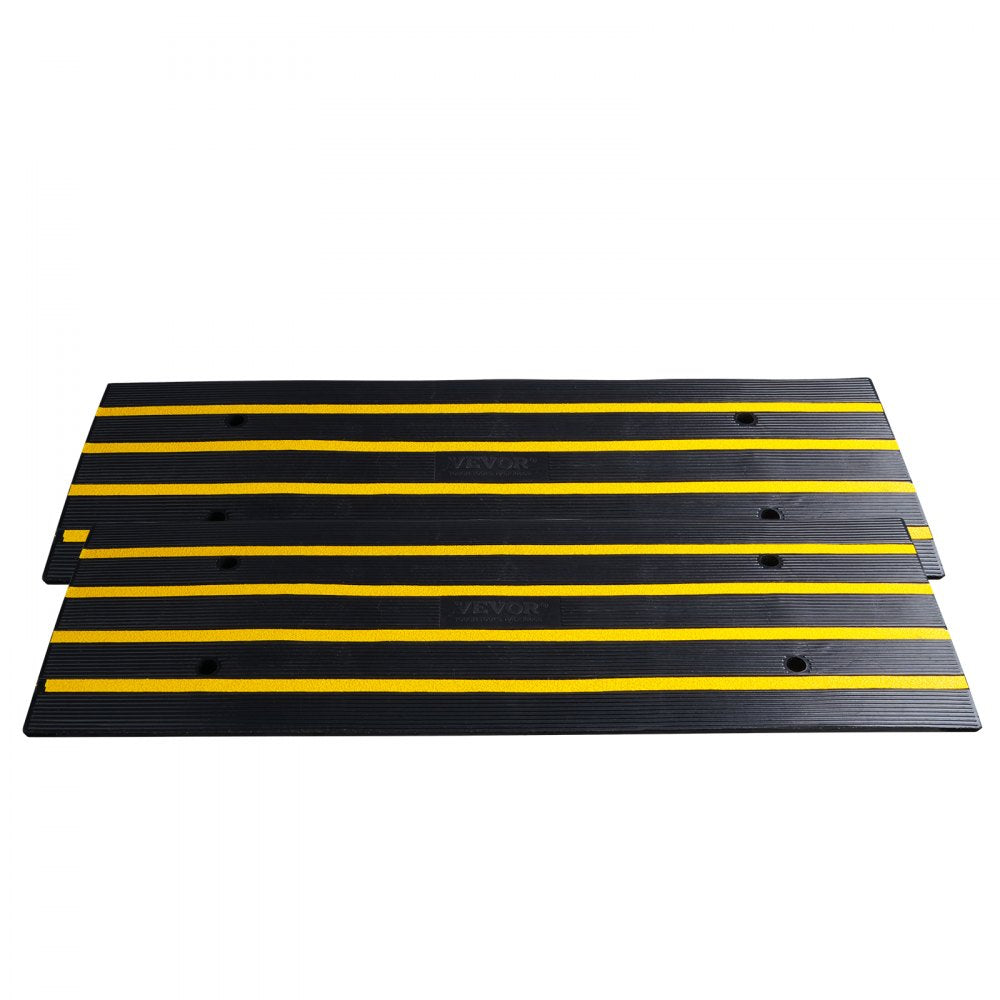 VEVOR Curb Ramp, 2 Pack, 2.6" Rise, Rubber Driveway Ramps, Heavy Duty 33069 lbs Weight Capacity Threshold Ramp, Curbside Bridge Ramps for Loading Dock Garage Sidewalk, Expandable Full Ramp Set