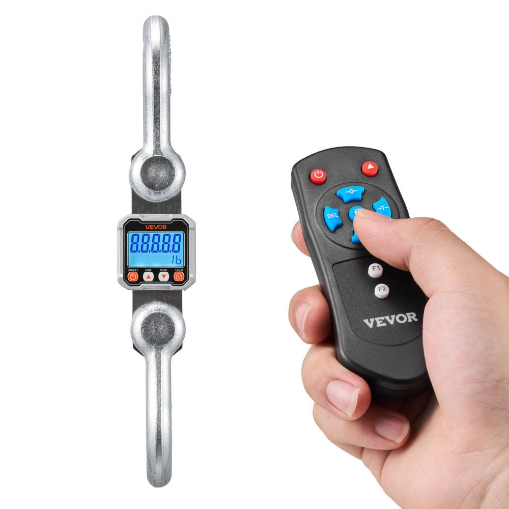VEVOR Digital Crane Scale, 22000 lbs/10 T Max Capacity, Heavy Duty Industrial Hanging Scale with Cast Aluminum Case & LCD Display, 5 lbs Division & 3 Unit Switch, Remote Control for Garage Factory