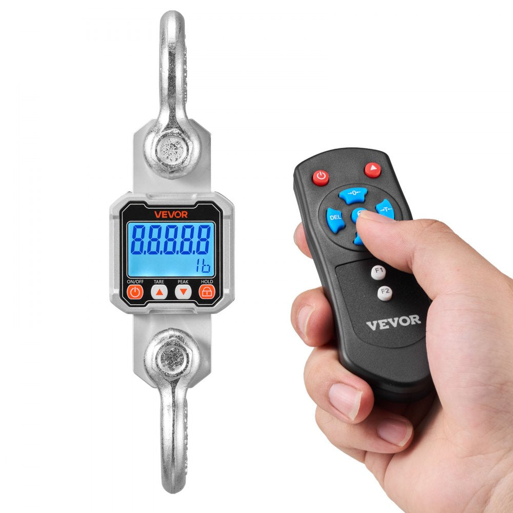 VEVOR Digital Crane Scale, 6600 lbs/3000 kg Max Capacity, Heavy Duty Industrial Hanging Scale with Cast Aluminum Case & LCD Display, 1 lbs Division & 3 Unit Switch, Remote Control for Garage Factory