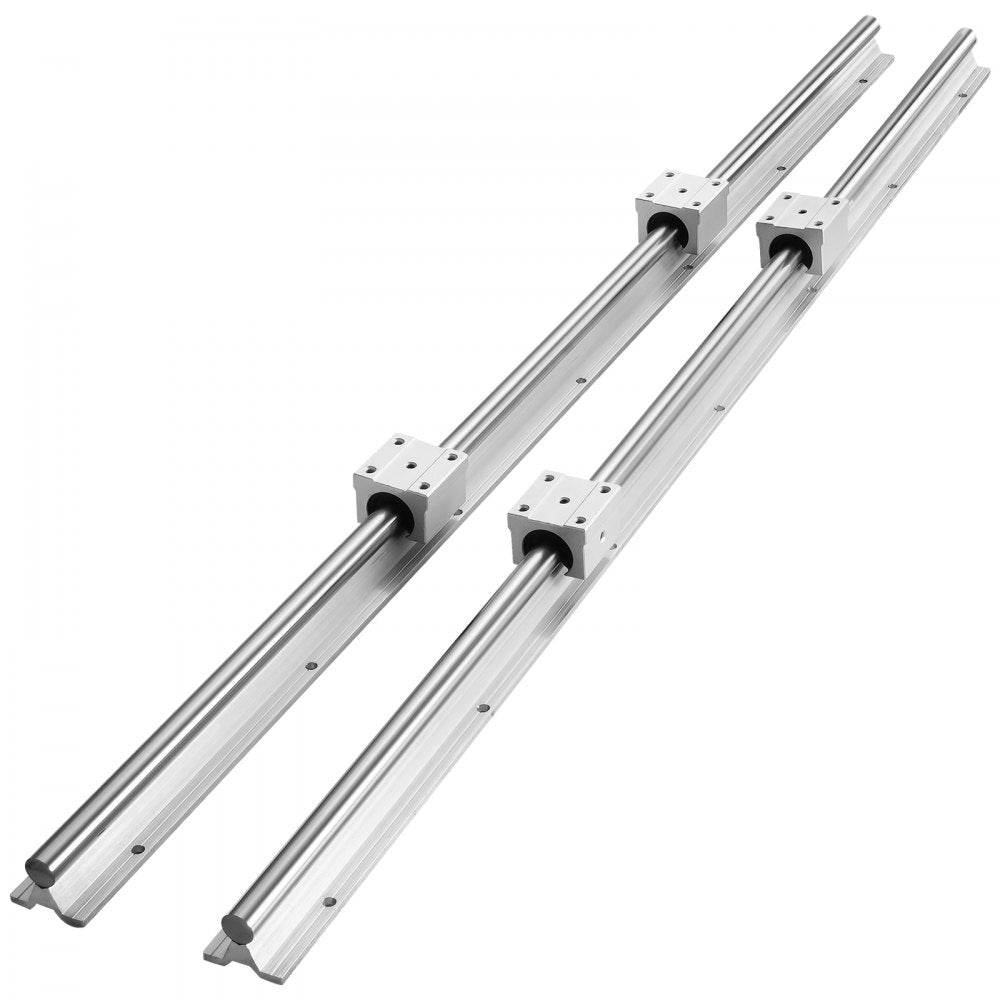 VEVOR Linear Guide Rail Set, SBR20 1000mm, 2 PCS 39.4 in/1000 mm SBR20 Guide Rails and 4 PCS SBR20UU Slide Blocks, Linear Rails and Bearings Kit for Automated Machines DIY Project CNC Router Machines