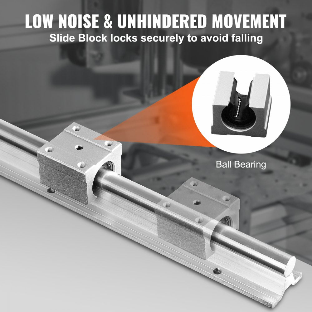 VEVOR Linear Motion Set, SBR20 2200mm, Comes with Two 86.6-inch SBR20 Rails & Four SBR20UU Blocks, Ideal for DIY CNC & Automated Projects
