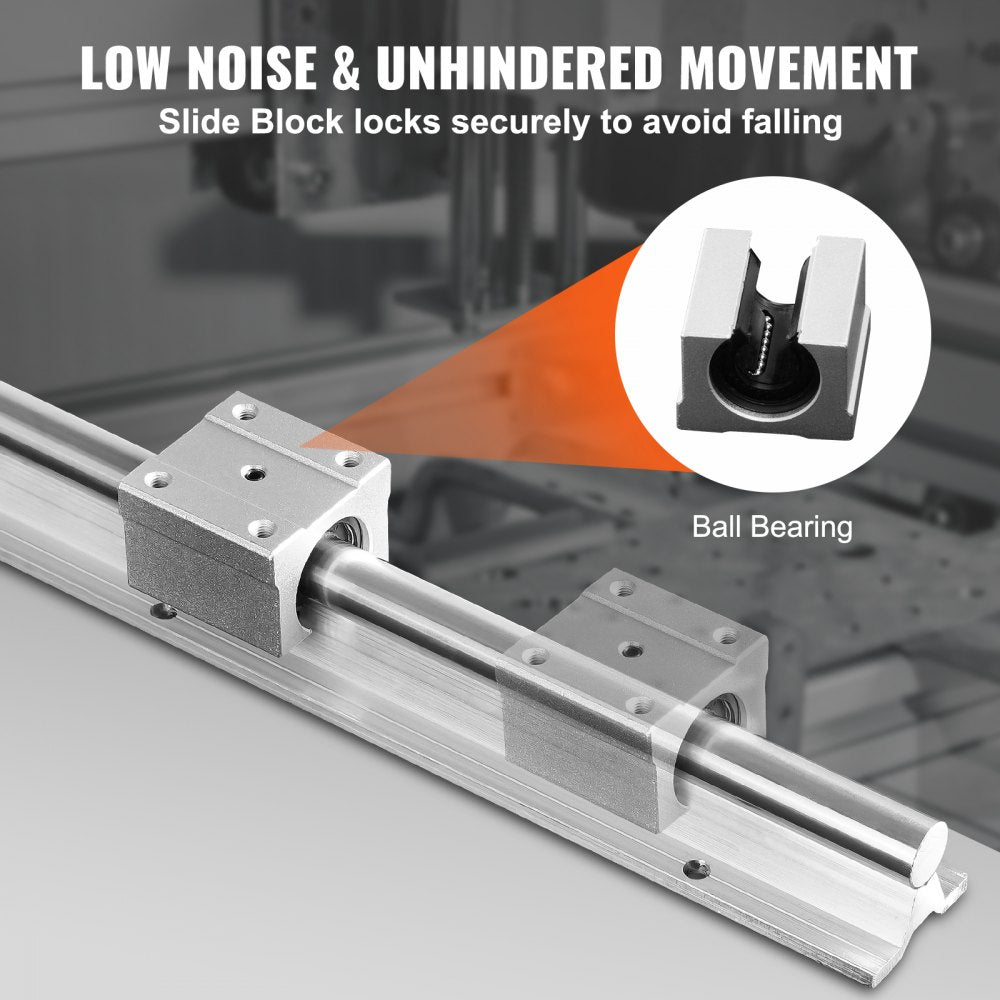 VEVOR Linear Rail Kit, SBR20 800mm, Includes 2 PCS 31.5 in SBR20 Rails & 4 PCS SBR20UU Blocks, Ideal for CNC Machines, Automation Projects, and DIY Crafts