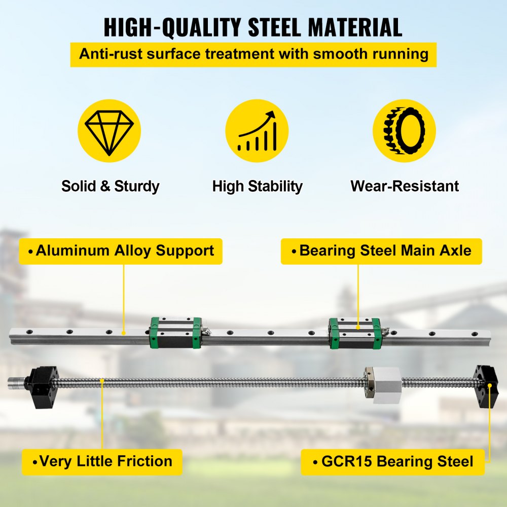 VEVOR Linear Guide Rail 2Pcs HGR20-1500mm Linear Slide Rail with 1Pcs RM1605-1500mm Ballscrew with BF12/BK12 Kit Linear Slide Rail Guide Rail Square for DIY CNC Routers Lathes Mills