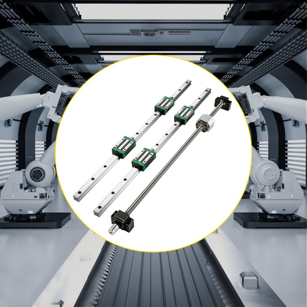 VEVOR Linear Guide Rail 2Pcs HGR20-2000mm Linear Slide Rail with 1Pcs RM1605-2000mm Ballscrew with BF12/BK12 Kit Linear Slide Rail Guide Rail Square for DIY CNC Routers Lathes Mills