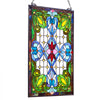 VEVOR Stained Glass Window Panel, 17 x 29 in, Tiffany Style Hanging Transom Window Panel with Chain, Large Vertical Rectangle Stain Glass, Vintage Traditional Art Handcrafts for Kitchen Home Decor
