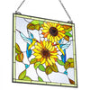 VEVOR Stained Glass Window Panel, 20 x 20 in, Tiffany Style Hanging Transom Window Panel with Chain, Large Vertical Rectangle Stain Glass, Vintage Traditional Art Handcrafts for Kitchen Home Decor