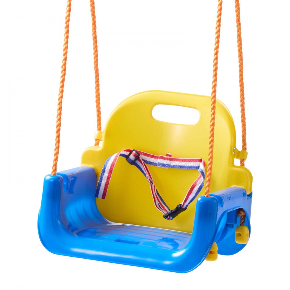 VEVOR 3-in-1 Baby Swing Seat 300 lbs Capacity Toddler Swing Red/Yellow/Blue, for Indoor & Outdoor Playground, with Adjustable Ropes and Snap Hooks, Snug & Secure Detachable Infants to Teens Kids Seat