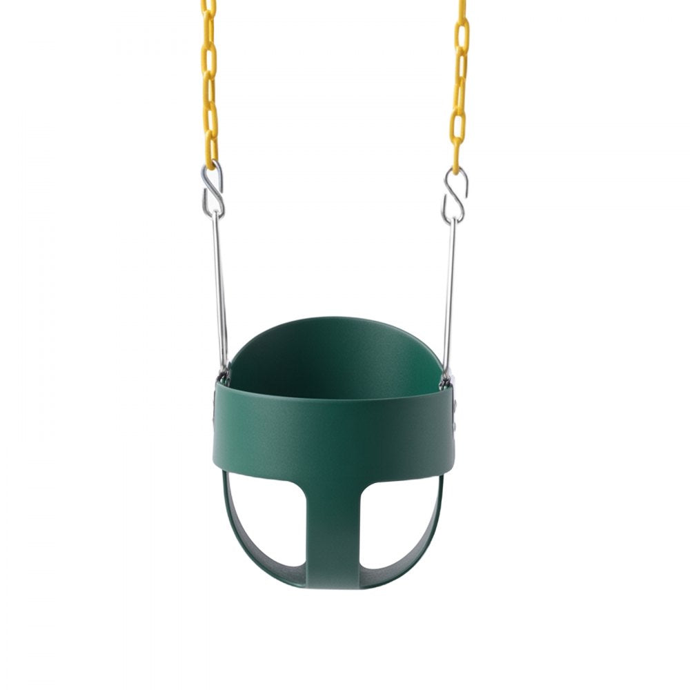 VEVOR Toddler Swing 300 lbs High Back Full Bucket Baby Swing Seat Green, for Outdoor & Indoor Backyard Playground, Heavy-Duty Coated Chains and Carabiners, Fully Assembled Seat for Toddlers Age 3+