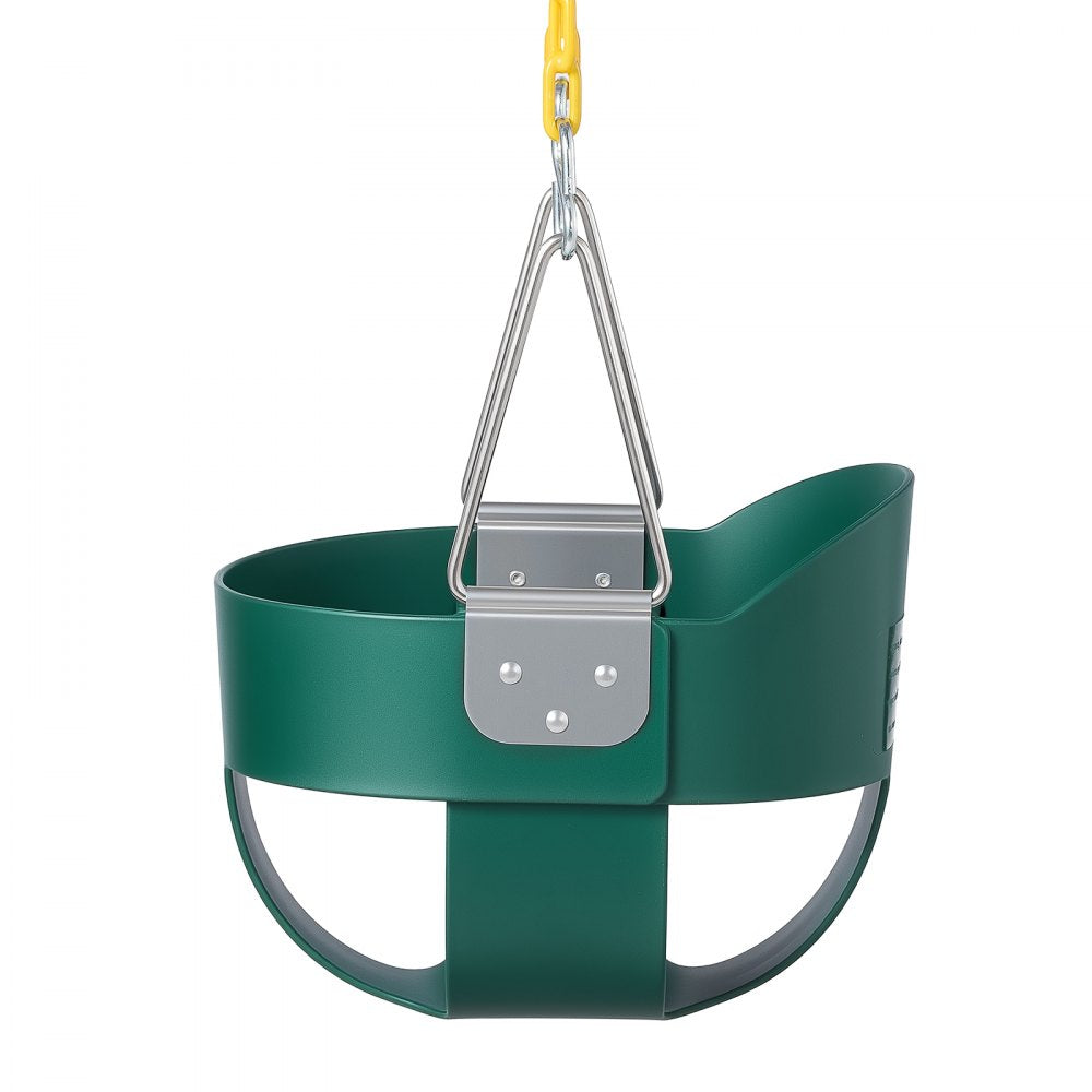 VEVOR Toddler Swing 300 lbs High Back Full Bucket Baby Swing Seat Green, for Outdoor & Indoor Backyard Playground, Heavy-Duty Coated Chains and Carabiners, Fully Assembled Seat for Toddlers Age 3+