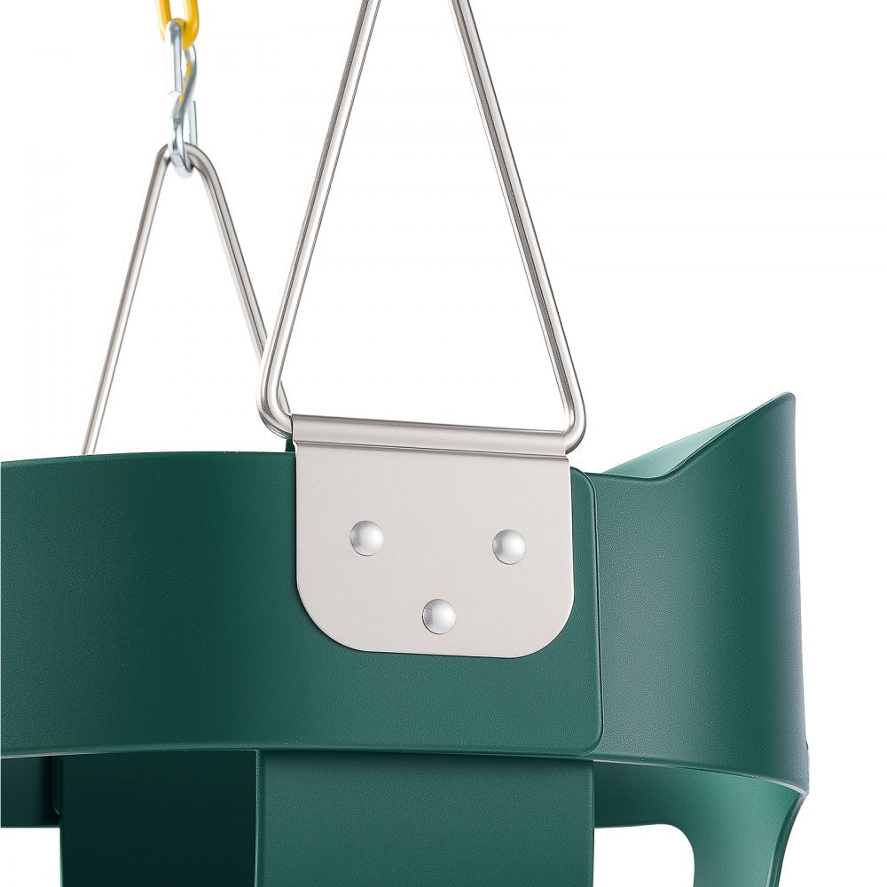 VEVOR Toddler Swing 300 lbs High Back Full Bucket Baby Swing Seat Green, for Outdoor & Indoor Backyard Playground, Heavy-Duty Coated Chains and Carabiners, Fully Assembled Seat for Toddlers Age 3+