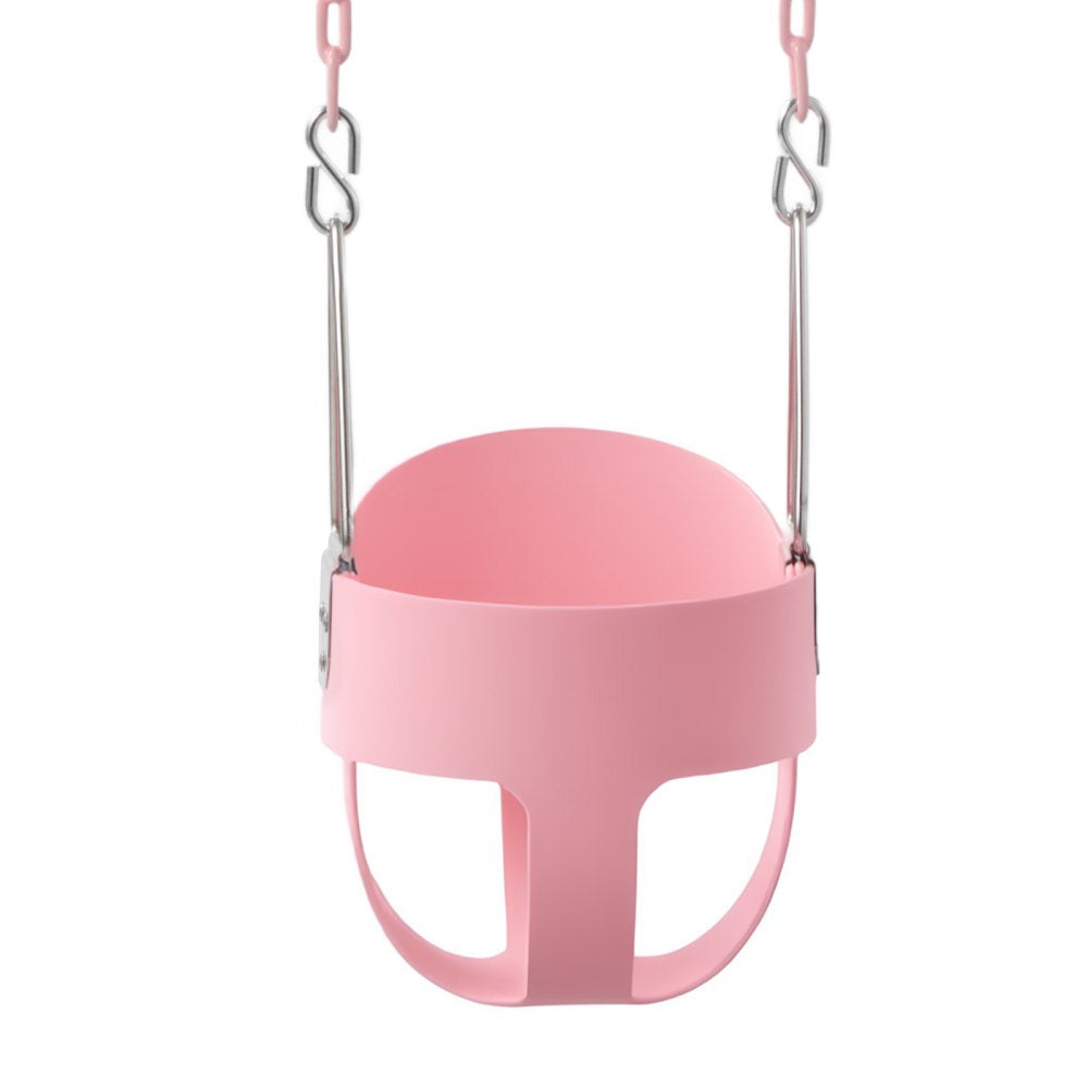 VEVOR Toddler Swing 300 lbs High Back Full Bucket Baby Swing Seat Pink, for Outdoor & Indoor Backyard Playground, Heavy-Duty Coated Chains and Carabiners, Fully Assembled Seat for Toddlers Age 3+