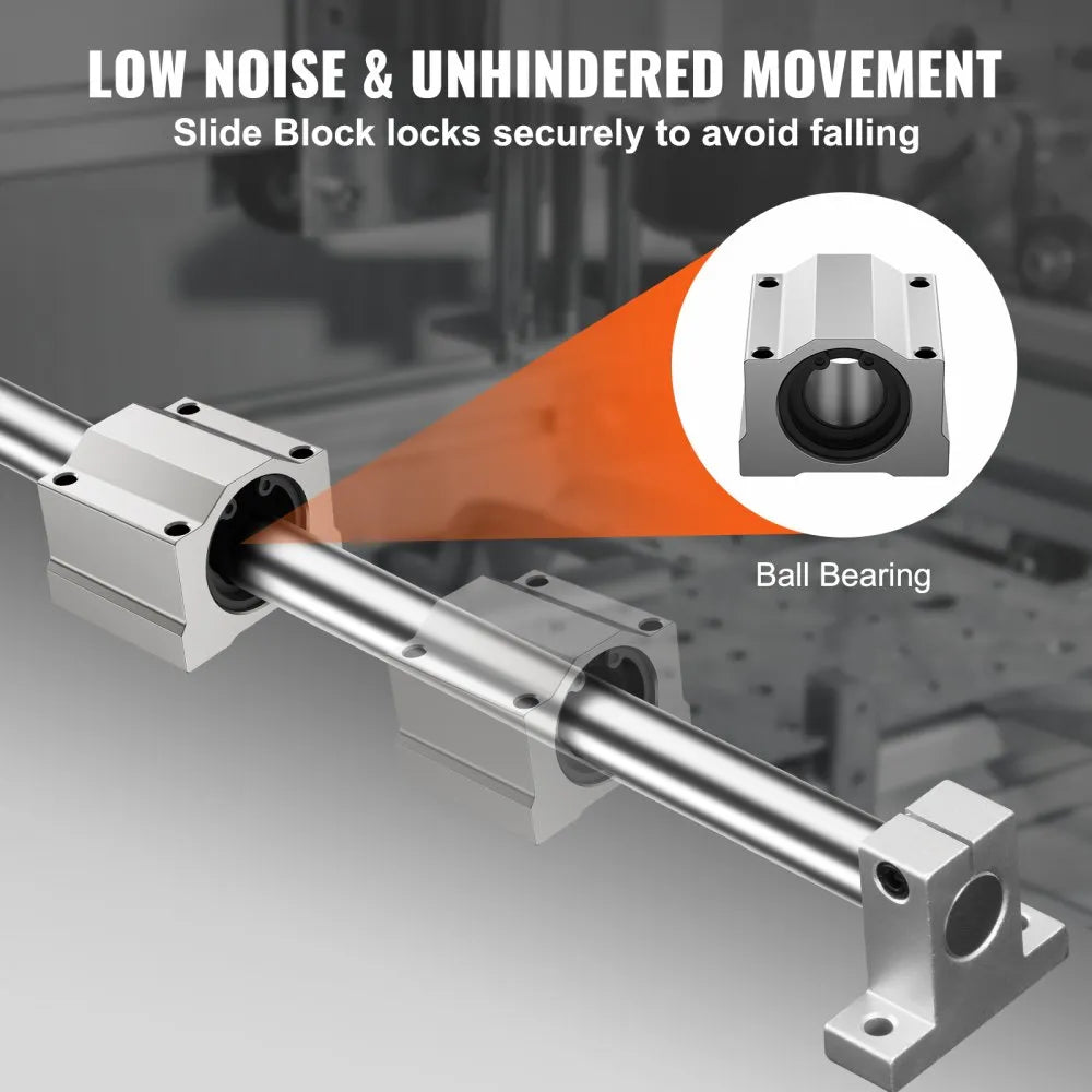 VEVOR Linear Motion Kit, SFC16 1000mm, Includes 2 Rails of 39.4 inches, 4 SC16 Carriage Blocks, and 4 Support Brackets, Ideal for CNC and Automation Projects