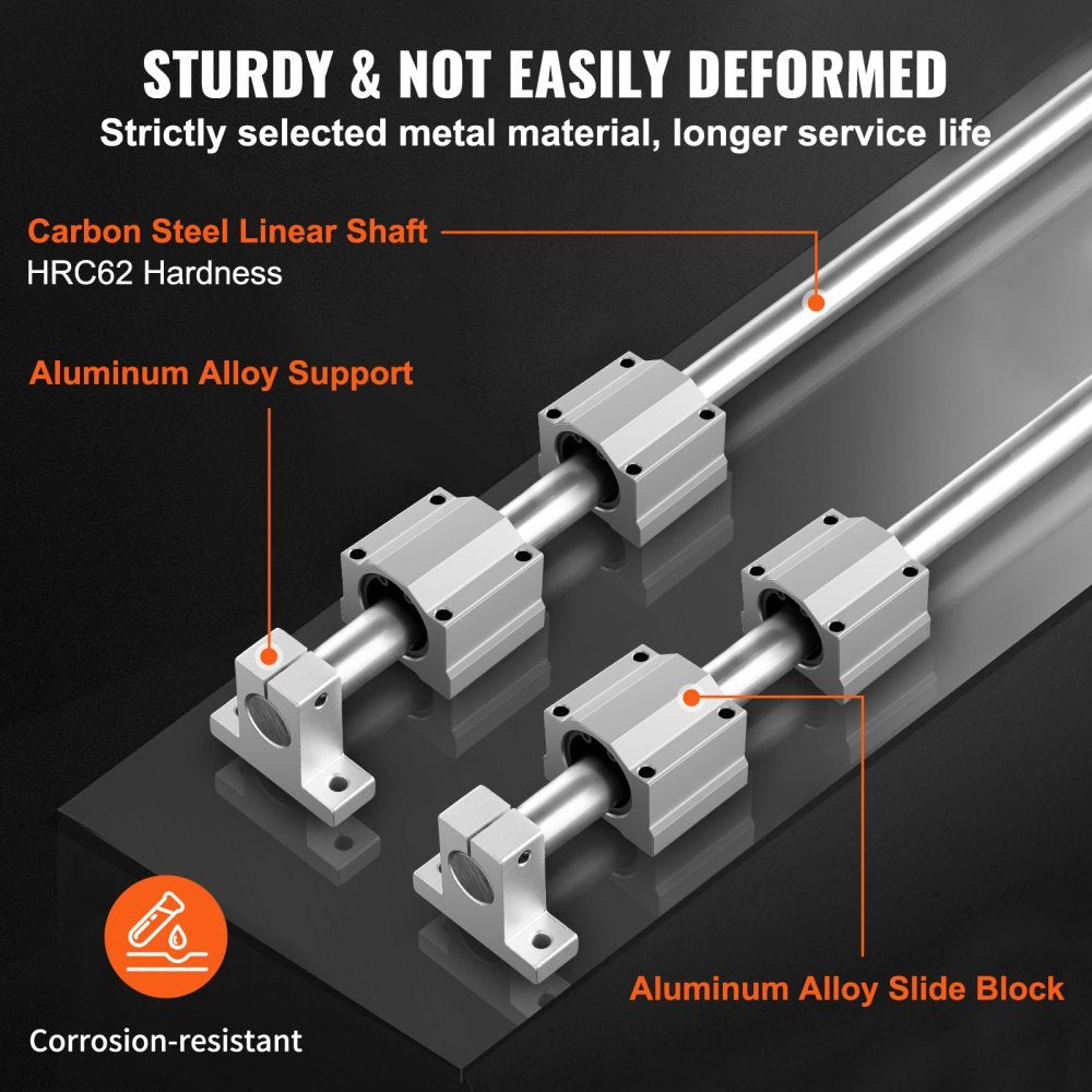 VEVOR Linear Guide Set, SFC20 1000mm, Comes with Two 39.4 in/1000 mm SFC20 Guides, Four SC20 Slide Blocks, and Four Guide Supports for Automated Machinery and CNC Tasks