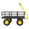 VEVOR Steel Garden Cart, 1200 lbs Heavy Duty Pullable Garden Wagon Yard Cart, 2 in 1 Outdoor Metal Utility Wagon Yard Trailer with 13" All Terrain Tires, Mesh Detachable Sides and 180° Rotating Handle