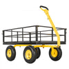 VEVOR Steel Garden Cart, 1200 lbs Heavy Duty Pullable Garden Wagon Yard Cart, 2 in 1 Outdoor Metal Utility Wagon Yard Trailer with 13" All Terrain Tires, Mesh Detachable Sides and 180° Rotating Handle