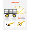 VEVOR Steel Garden Cart, 1400 lbs Heavy Duty Pullable Garden Wagon Yard Cart, 2 in 1 Outdoor Metal Utility Wagon Yard Trailer with 13" All Terrain Tires, Mesh Detachable Sides and 180° Rotating Handle