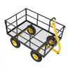 VEVOR Steel Garden Cart, 1400 lbs Heavy Duty Pullable Garden Wagon Yard Cart, 2 in 1 Outdoor Metal Utility Wagon Yard Trailer with 13" All Terrain Tires, Mesh Detachable Sides and 180° Rotating Handle