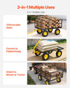 VEVOR Steel Garden Cart, 1400 lbs Heavy Duty Pullable Garden Wagon Yard Cart, 2 in 1 Outdoor Metal Utility Wagon Yard Trailer with 13" All Terrain Tires, Mesh Detachable Sides and 180° Rotating Handle