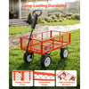 VEVOR Garden Cart, 900 LBS, Heavy Duty Steel Yard and Garden Utility Wagon with 10-Inch Tires, Outdoor Gardening Stool with Adjustable Handle, Detachable Side Panels, Attach to ATV or Tractor, Red