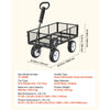 VEVOR Garden Cart, 900 LBS, Heavy Duty Steel Yard and Garden Utility Wagon with 10-Inch Tires, Outdoor Gardening Stool with Adjustable Handle, Detachable Side Panels, Attach to ATV or Tractor, Black