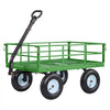 VEVOR Steel Garden Cart, 1200 lbs Heavy Duty Pullable Garden Wagon Yard Cart, 2 in 1 Outdoor Metal Utility Wagon Yard Trailer with 13" All Terrain Tires, Mesh Detachable Sides and 180° Rotating Handle
