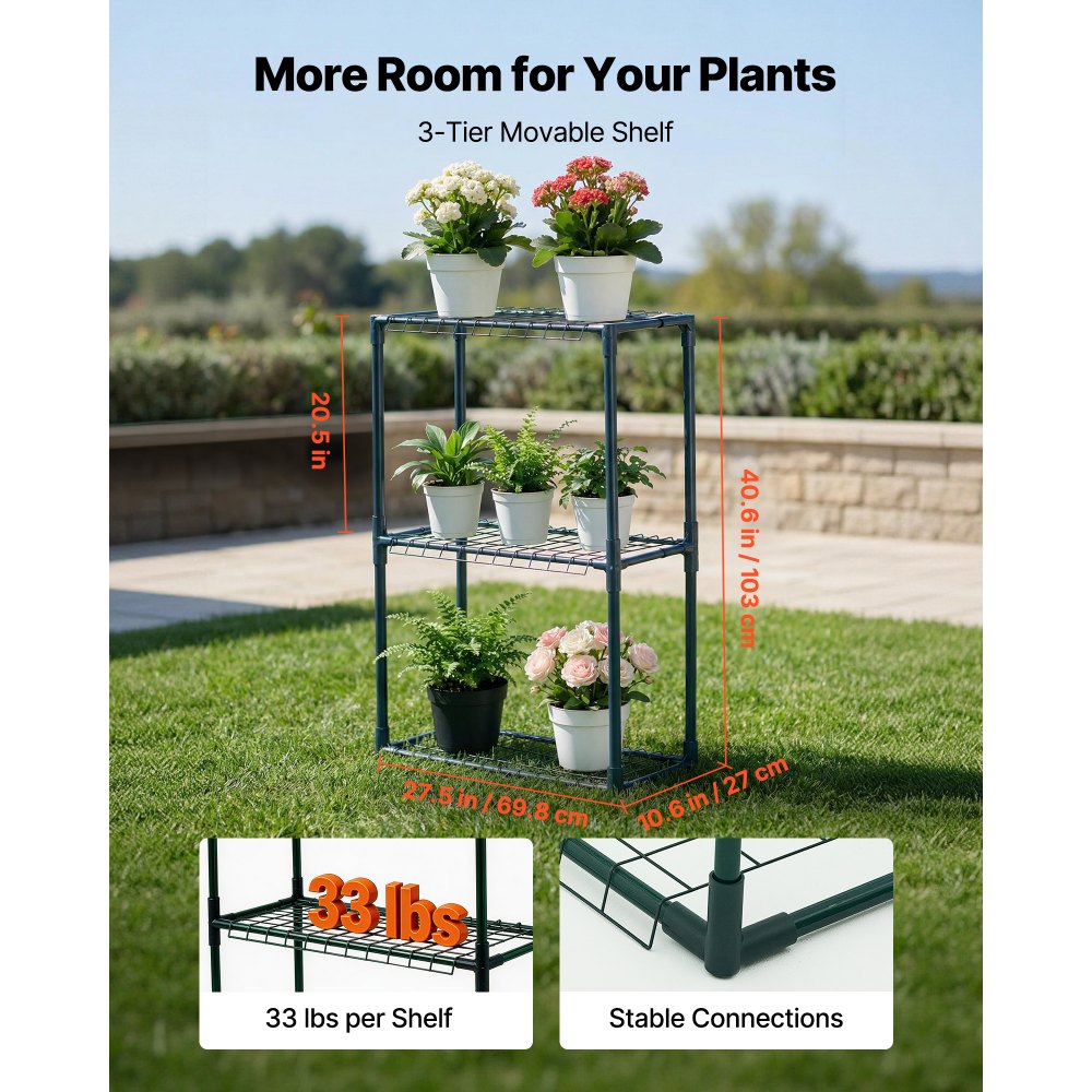 VEVOR Walk-in Green House, 78 x 39.4 x 78.7 in, Greenhouse with Shelves, High Strength PE Cover with Zipper Door and Steel Frame, Assembly in Minutes, Suitable for Planting and Storage