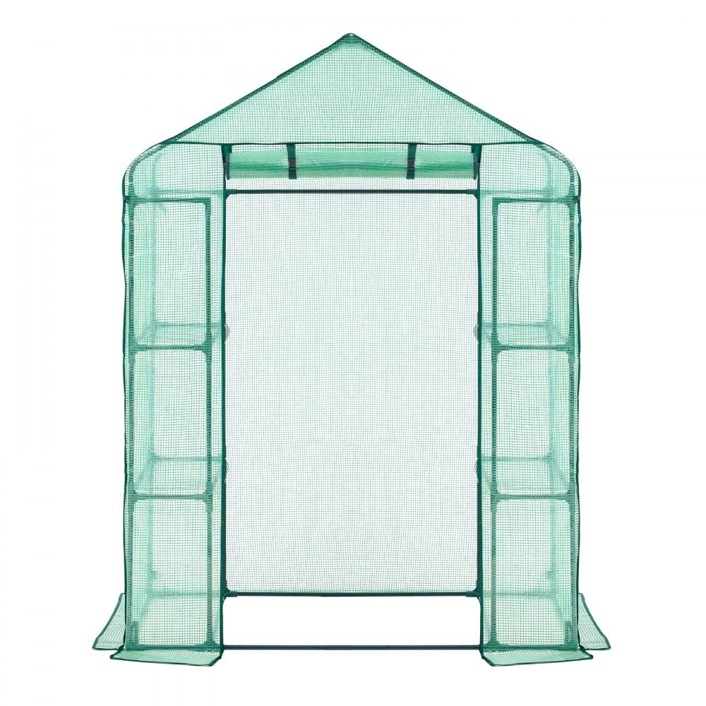 VEVOR Walk-in Greenhouse, 55.5" x 28.3" x 78.7" Greenhouse for Outdoors with PE Cover, 2 Tiers 4 Shelves, Roll-Up Zipper Door, Walk in Green House, Portable Plant Garden Hot House for Backyard Outside