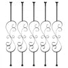 VEVOR Staircase Metal Balusters, 44'' x 1/2" Galvanized Steel Decorative Banister Spindles, 5 Pack S Shape Deck Baluster, Hollow Satin Black Spiral Stair Railing with Shoes & Screws