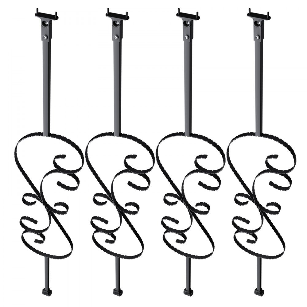 VEVOR Staircase Metal Balusters, 44'' x 1/2" Galvanized Steel Decorative Banister Spindles, 5 Pack S Shape Deck Baluster, Hollow Satin Black Spiral Stair Railing with Shoes & Screws