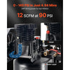 VEVOR 60 Gallons Heavy-Duty Air Compressor, 5HP 12 SCFM at 90PSI Air Compressors Max 145PSI Pressure, Oil-Lubricated Compressor Tank for Industrial Manufacturing, Large Workshops (230V 60Hz, No-Plug)