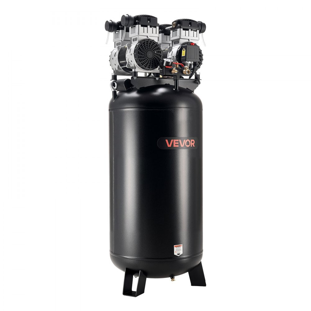 VEVOR 60 Gallons Heavy-Duty Air Compressor, 4HP 10SCFM at 90PSI Air Compressors with Max 125PSI Pressure, Oil-Free Compressor Tank for Industrial Manufacturing, Large Workshops (230V 60Hz, No-Plug)