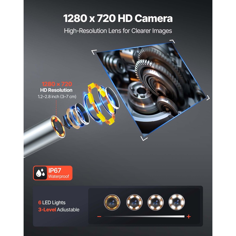 VEVOR Articulating Borescope with 3.9mm Ultra Slim Lens, 4-Way 360° Articulated Endoscope with Light, 4.5" HD IPS Screen, 8X Zoom Inspection Camera for Auto, Tight Mechanical Equipment (4.9FT Cable)