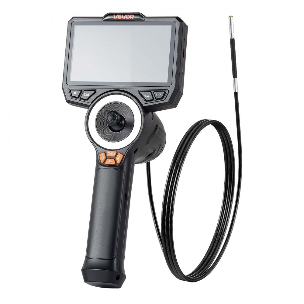 VEVOR Articulating Borescope with 3.9mm Ultra Slim Lens, 4-Way 360° Articulated Endoscope with Light, 4.5" HD IPS Screen, 8X Zoom Inspection Camera for Auto, Tight Mechanical Equipment (4.9FT Cable)