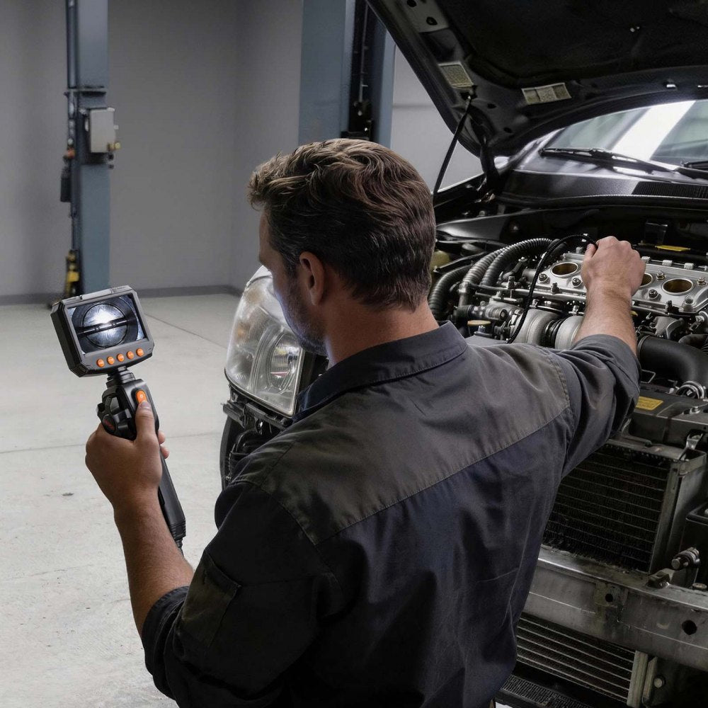 VEVOR Articulating Borescope with 0.15" Ultra Slim Lens, Two-Way Articulated Endoscope with Light, 4.3" IPS Screen, 1280 x 720 HD Lens, 8X Zoom Inspection Camera for Automotive, Tight Mechanical Space