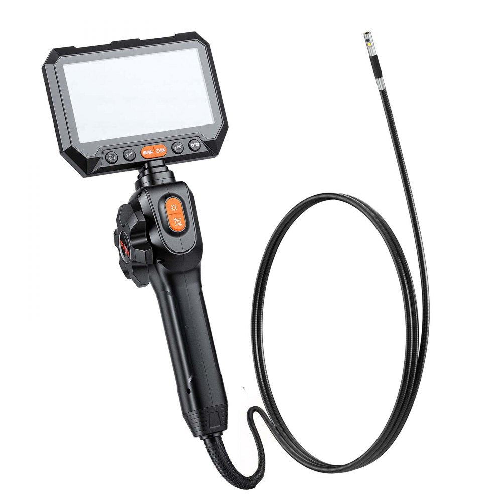 VEVOR 2-Way Dual-Lens Articulating Endoscope with Light, 1080P HD Industrial Borescope Inspection Camera with Articulated Probe, Rigid Snake Scope Cam for Wall Automotive Engine Inspect-4.9FT