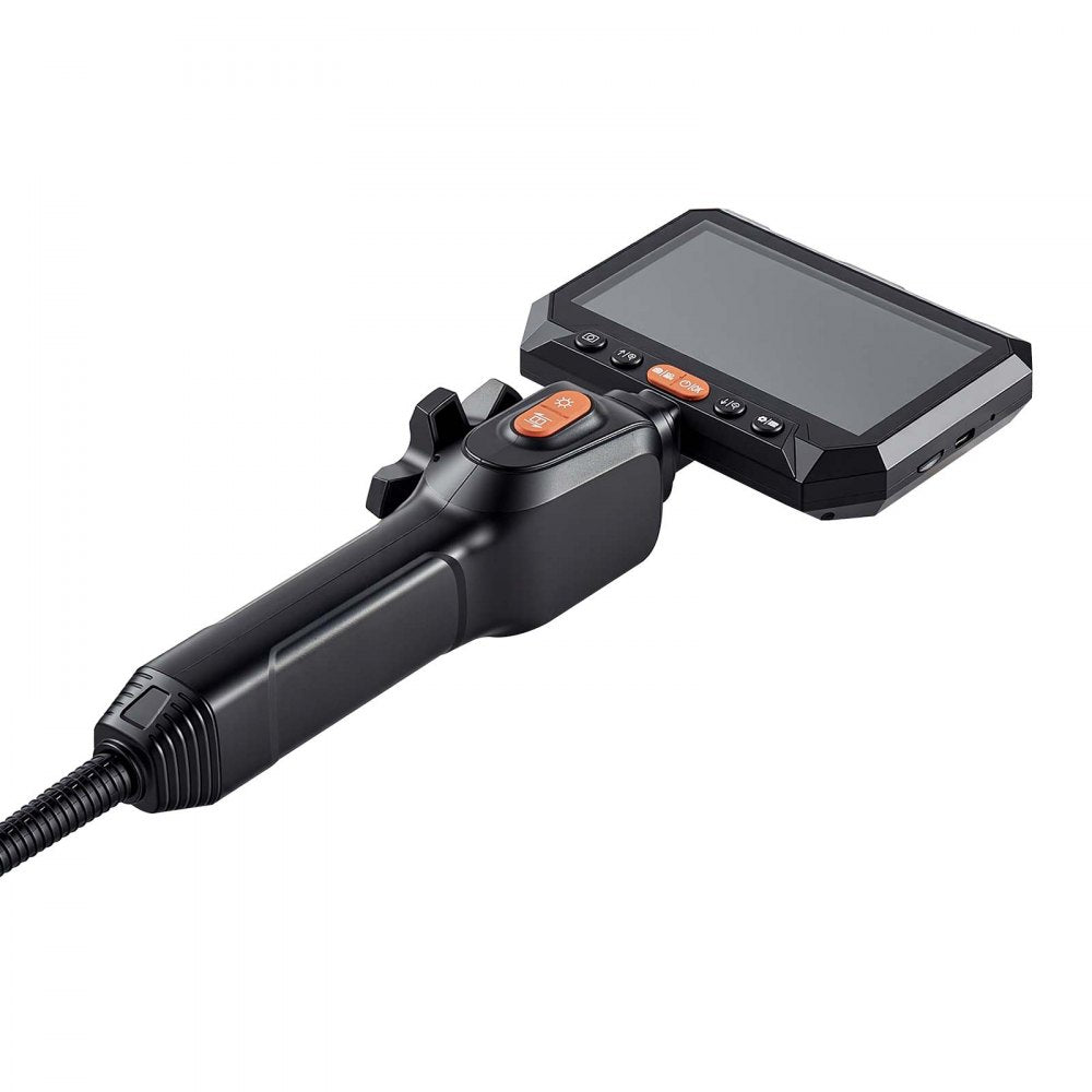 VEVOR 2-Way Dual-Lens Articulating Endoscope with Light, 1080P HD Industrial Borescope Inspection Camera with 0.24-inch Slim Articulated Probe, Rigid Snake Scope Cam for Wall Automotive Inspect-4.9FT