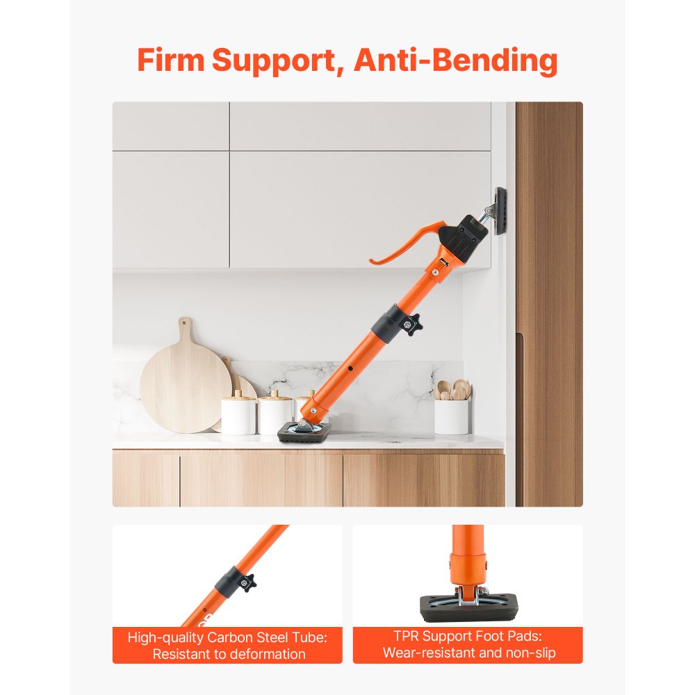 VEVOR Cabinet Jack Support Pole, 2-Pack, 25.4-45.3 Inch Steel Telescopic Quick Support Rod, Adjustable 3rd Hand System up to 220 lbs Capacity for Installing Cabinets, Lifting Drywall, Cargo Bars