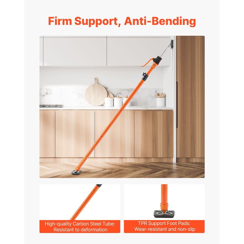 VEVOR Cabinet Jack Support Pole, 2-Pack, 49.2-114.6 Inch Steel Telescopic Quick Support Rod, Adjustable 3rd Hand System up to 198 lbs Capacity for Installing Cabinets, Lifting Drywall, Cargo Bars