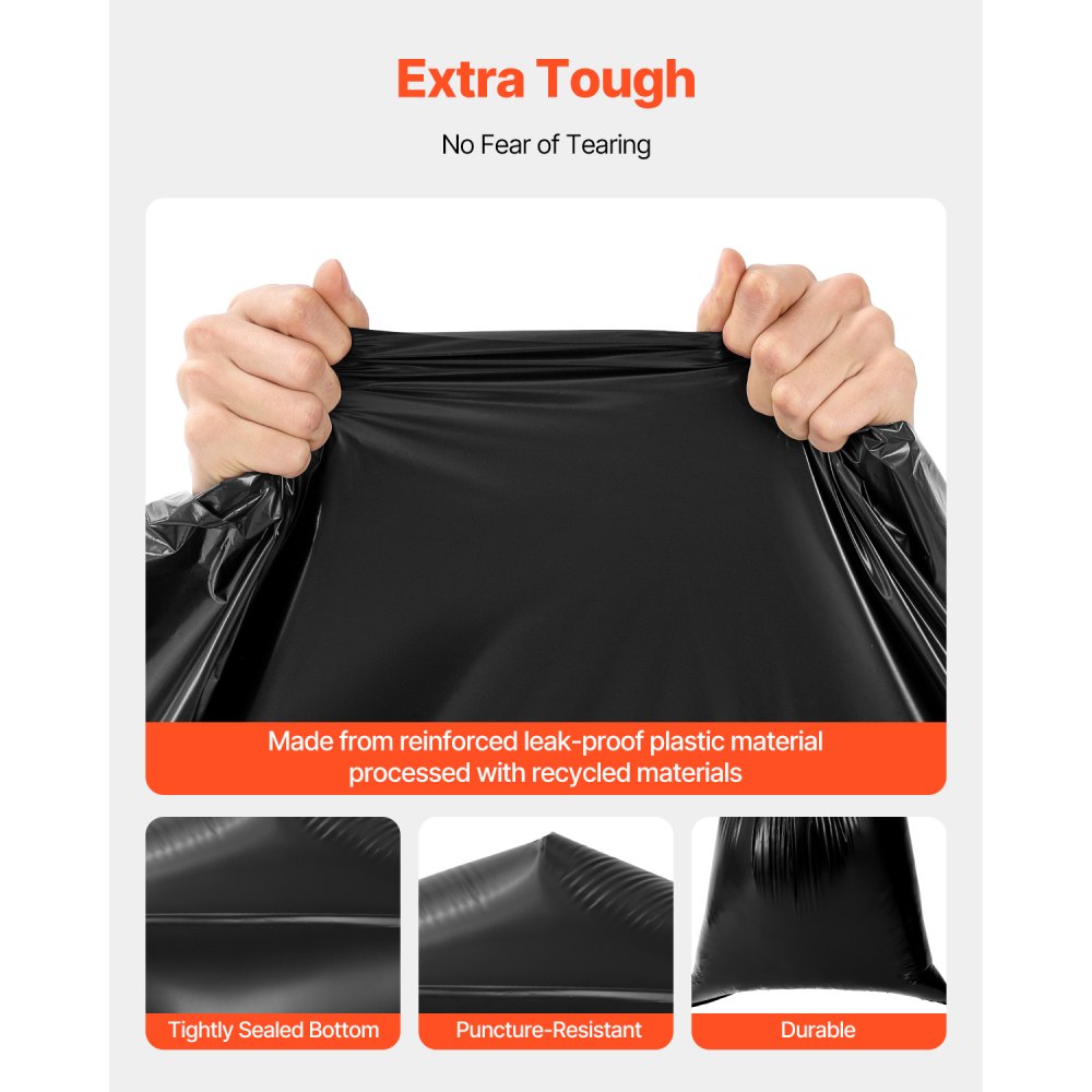 VEVOR Contractor Trash Bags, 40-45 Gallon Heavy Duty Contractor Trash Bags, 1.7 MIL Thick Large Black Industrial Garbage Bag, Big Garbage Bag (50 Count), for Commercial, Household and Industrial Use