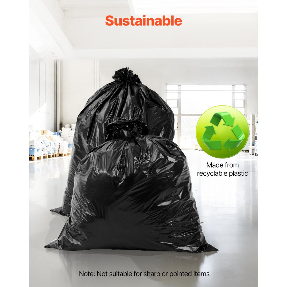 VEVOR Contractor Trash Bags, 40-45 Gallon Heavy Duty Contractor Trash Bags, 1.7 MIL Thick Large Black Industrial Garbage Bag, Big Garbage Bag (50 Count), for Commercial, Household and Industrial Use