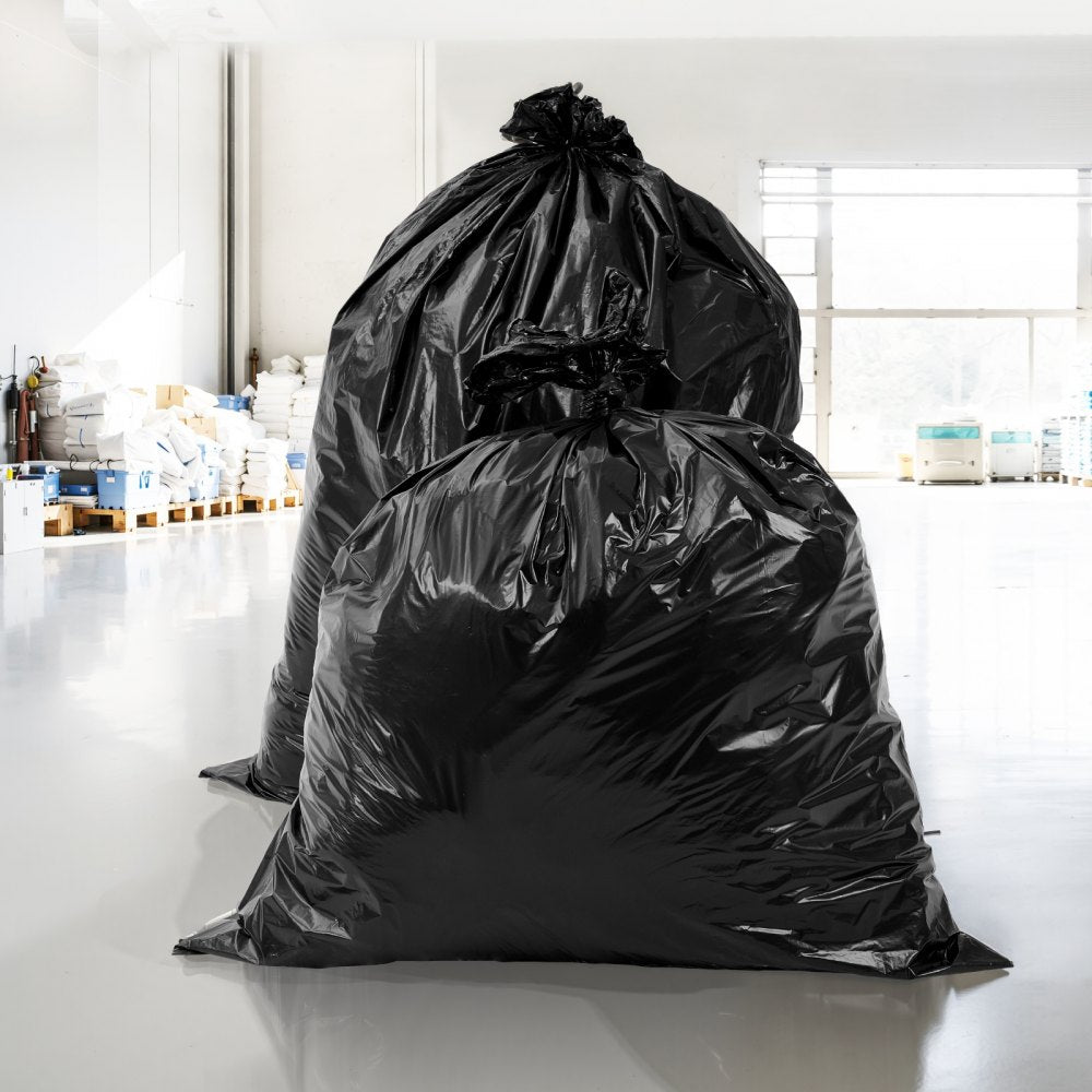 VEVOR Contractor Trash Bags, 40-45 Gallon Heavy Duty Contractor Trash Bags, 1.7 MIL Thick Large Black Industrial Garbage Bag, Big Garbage Bag (50 Count), for Commercial, Household and Industrial Use